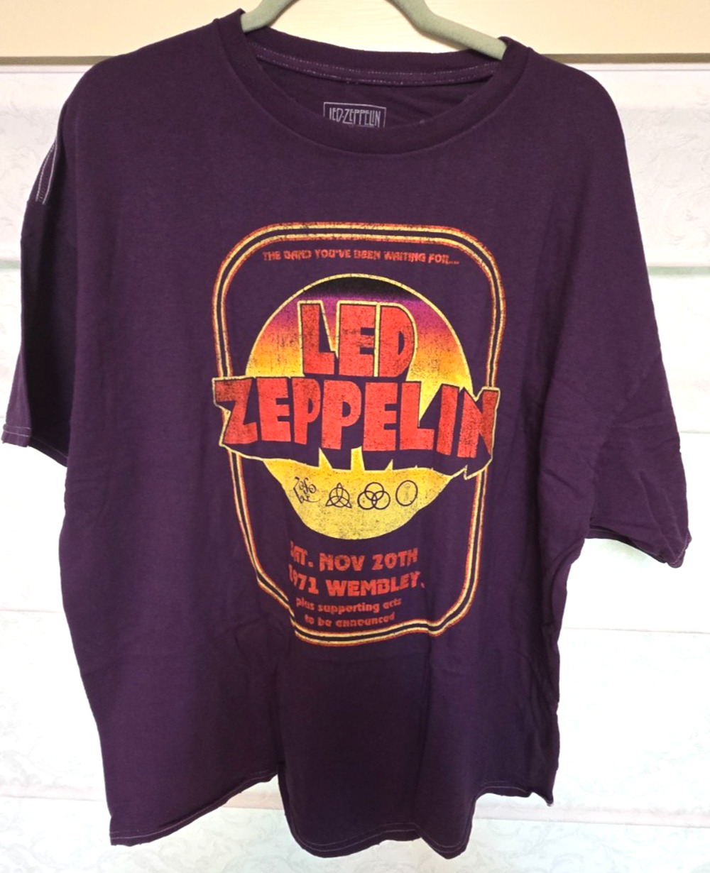 Led Zeppelin Shirt Mens L/XL Purple Wembley 1971 Electric Magic Tee Large XL